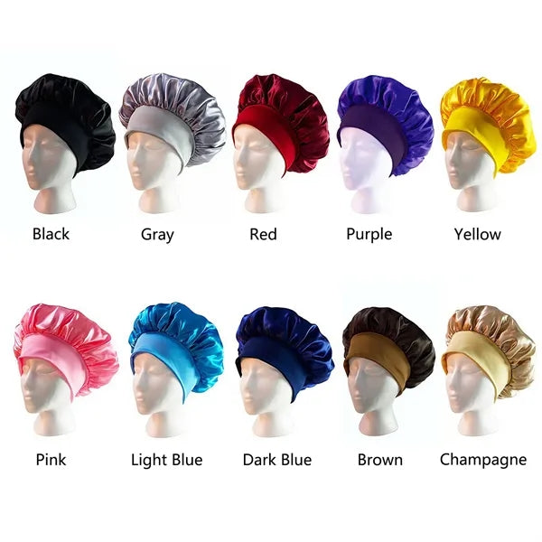Satin Silk Hair Bonnet for Sleeping with Elastic Wide Band
