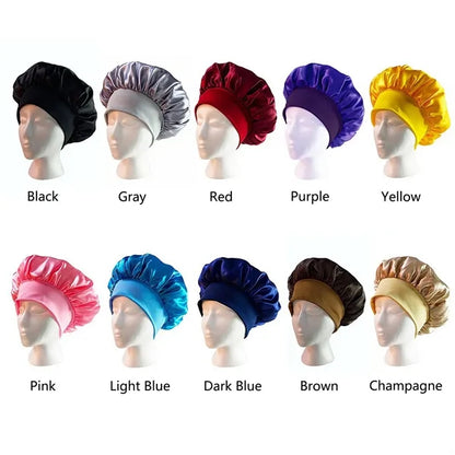 Satin Silk Hair Bonnet for Sleeping with Elastic Wide Band