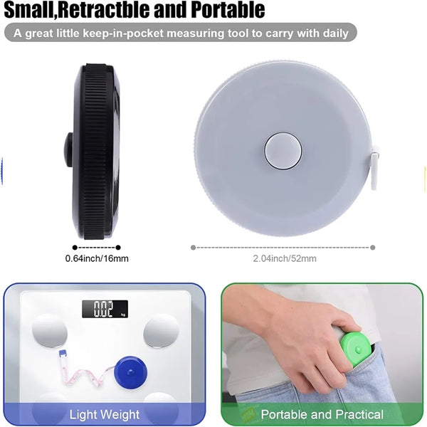 Round Tape Measure Retractable Mini Measuring Tool.