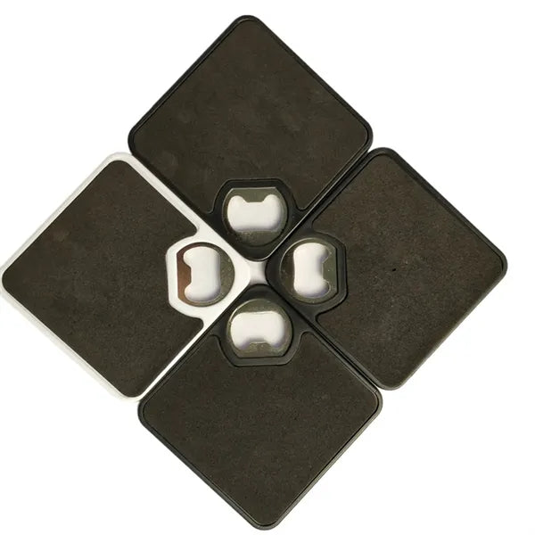Square Coaster with Bottle Opener