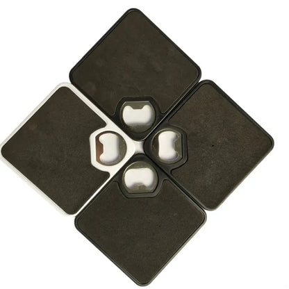 Square Coaster with Bottle Opener