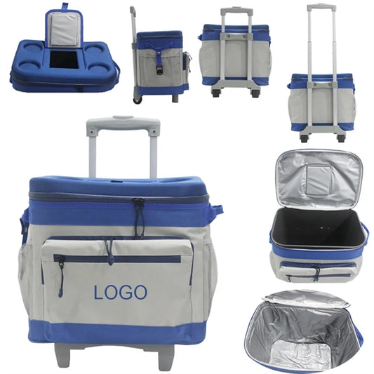24 Can Insulated Rolling Cooler Bag With Bottle Opener