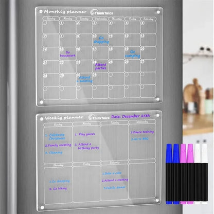 Acrylic Magnetic Monthly and Weekly Calendar for Fridge
