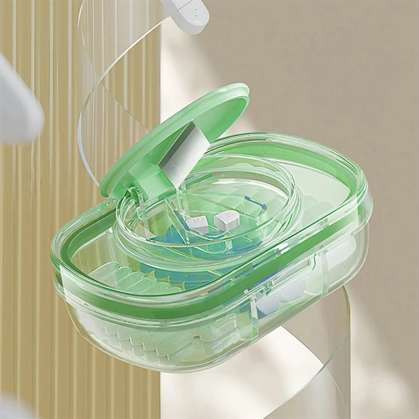3 Compartment Portable Pill Organizer with Cutter