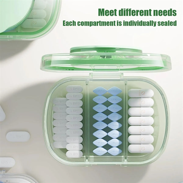 3 Compartment Portable Pill Organizer with Cutter