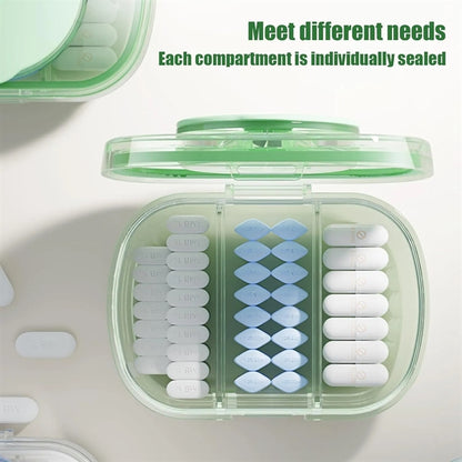 3 Compartment Portable Pill Organizer with Cutter