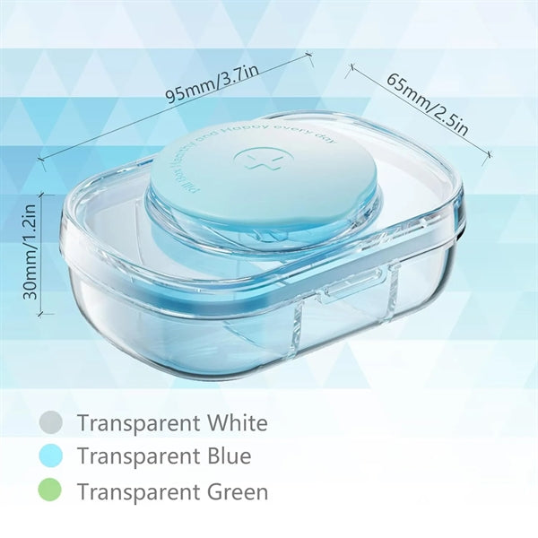 3 Compartment Portable Pill Organizer with Cutter