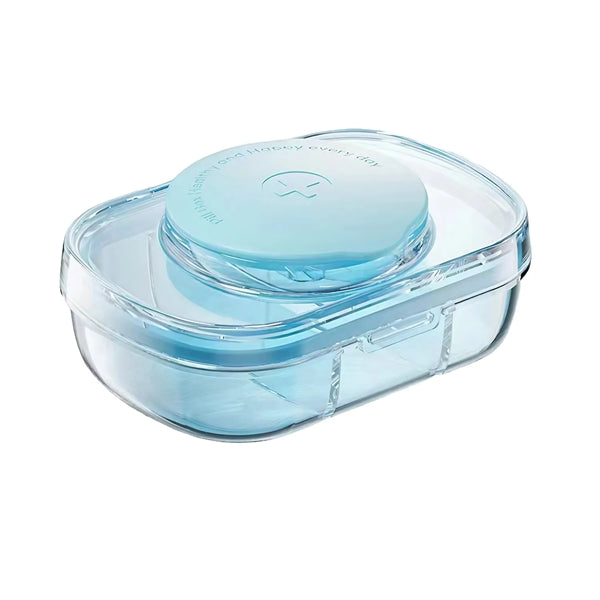 3 Compartment Portable Pill Organizer with Cutter