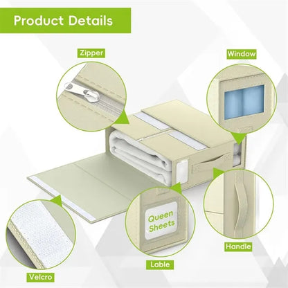Foldable Bed Sheet Organizers Cube with Window