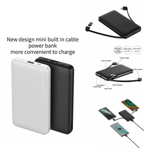 10000mAh 3 in 1 Built-In Cable Power Bank