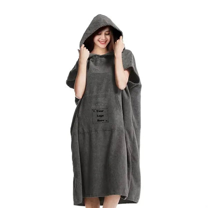 Wearable Hooded Towel Bathrobe