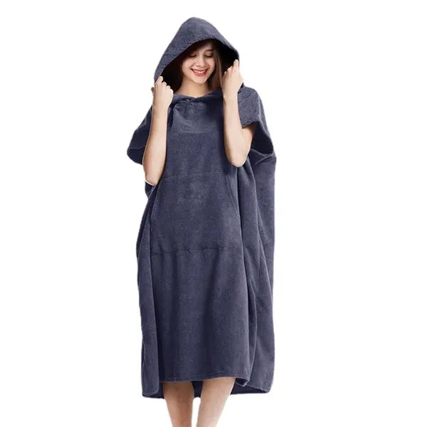 Wearable Hooded Towel Bathrobe
