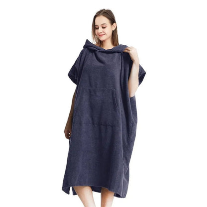 Wearable Hooded Towel Bathrobe