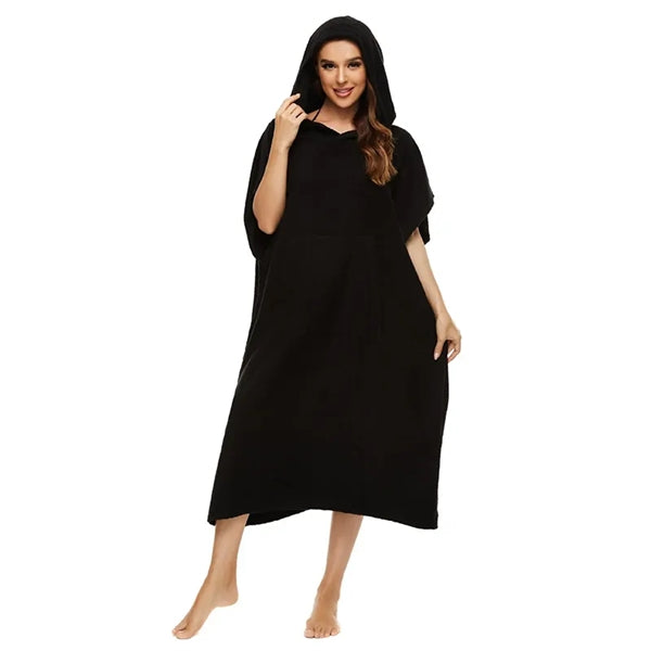 Wearable Hooded Towel Bathrobe
