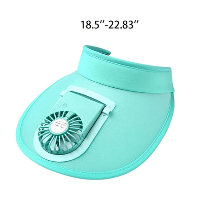 USB Fan Sun Hat Wide Brim Portable Running Visor Cap