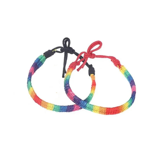 Handcrafted Braided Rainbow Pride Wristband