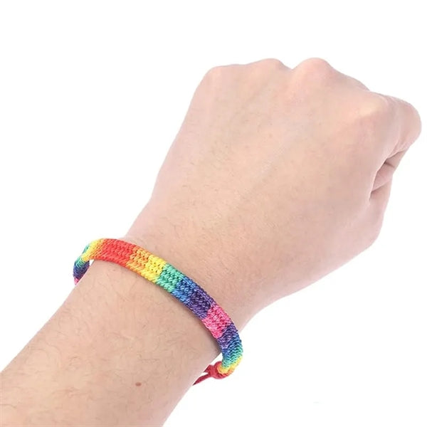 Handcrafted Braided Rainbow Pride Wristband