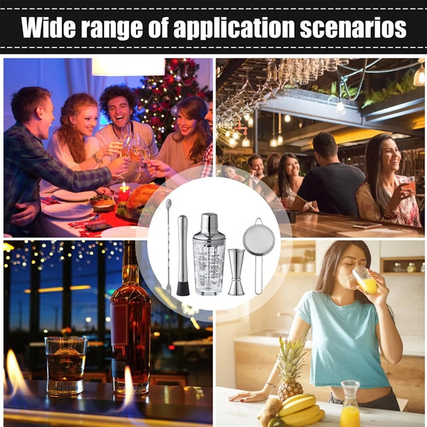 5 Pcs Stainless Steel Cocktail Shaker