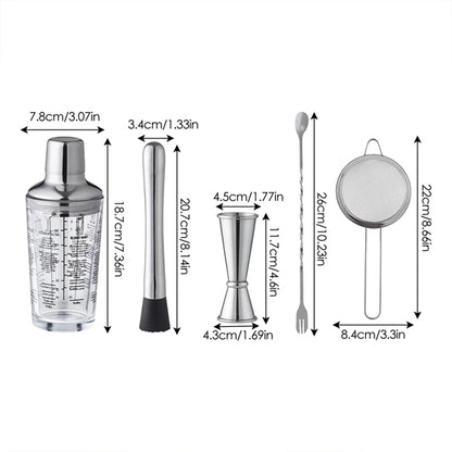 5 Pcs Stainless Steel Cocktail Shaker