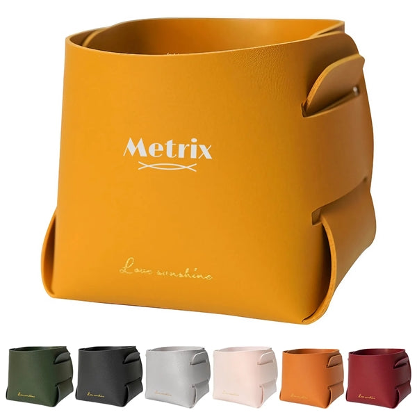 Foldable Leather Storage Tray Bucket