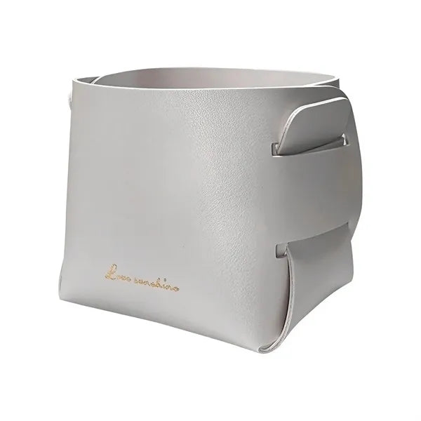 Foldable Leather Storage Tray Bucket