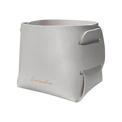 Foldable Leather Storage Tray Bucket