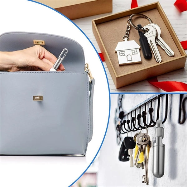 Stainless Steel Pill Holder with Carabiner Style Clip