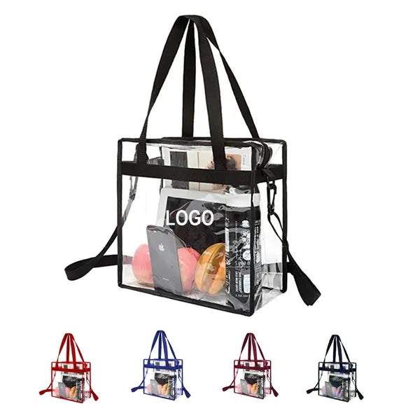 Strap Stadium Clear Tote Shoulder Bag With Zipper