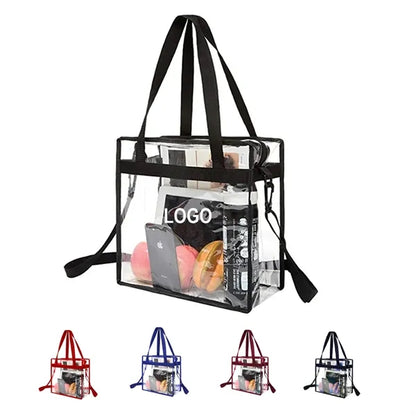 Strap Stadium Clear Tote Shoulder Bag With Zipper