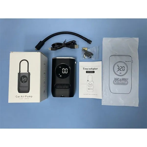 Multi-use Wireless Car Charger Digital Tire Inflator with Fl