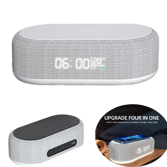 4 In 1 Led Digital Alarm Clock With Wireless Charging