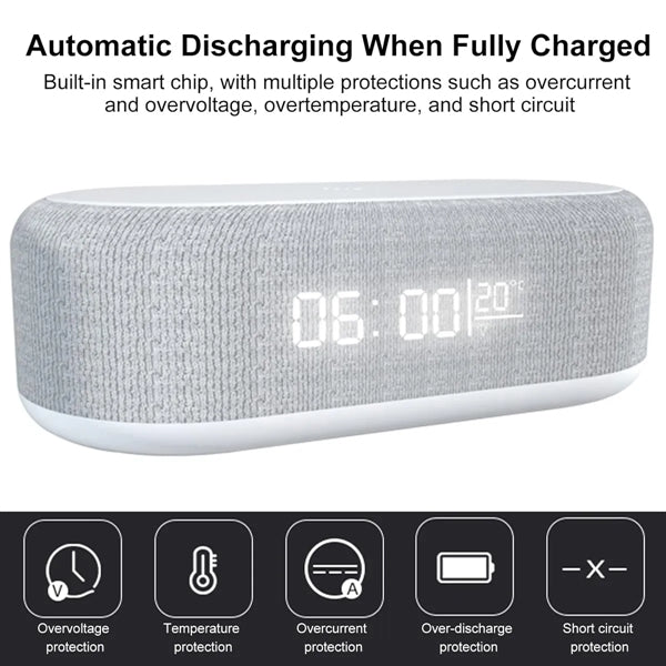4 In 1 Led Digital Alarm Clock With Wireless Charging