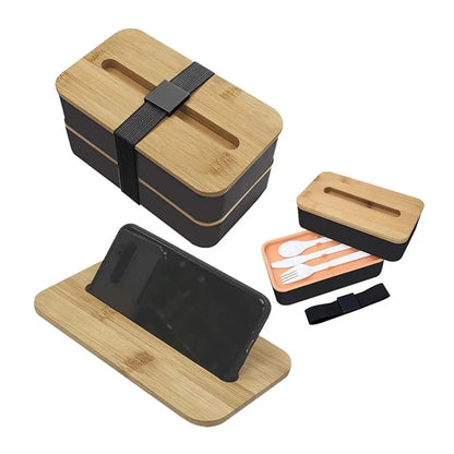 Bamboo Lid Bento Lunch Box With Utensils