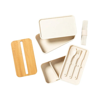 Bamboo Lid Bento Lunch Box With Utensils