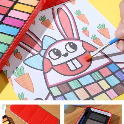 24 Colors Solid Watercolor Paint Tablet Set