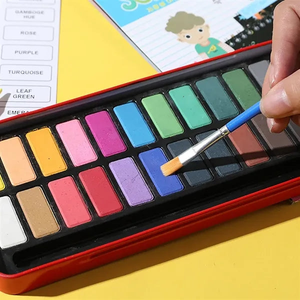 24 Colors Solid Watercolor Paint Tablet Set