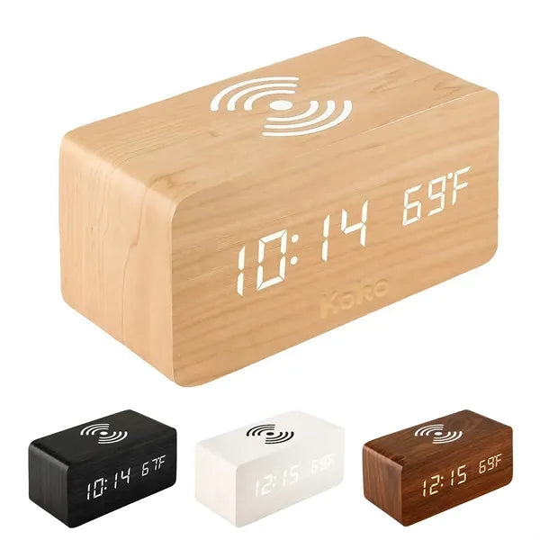 Wood Wireless Charging Alarm Clock