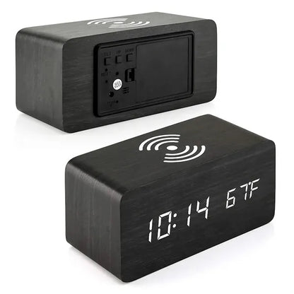 Wood Wireless Charging Alarm Clock
