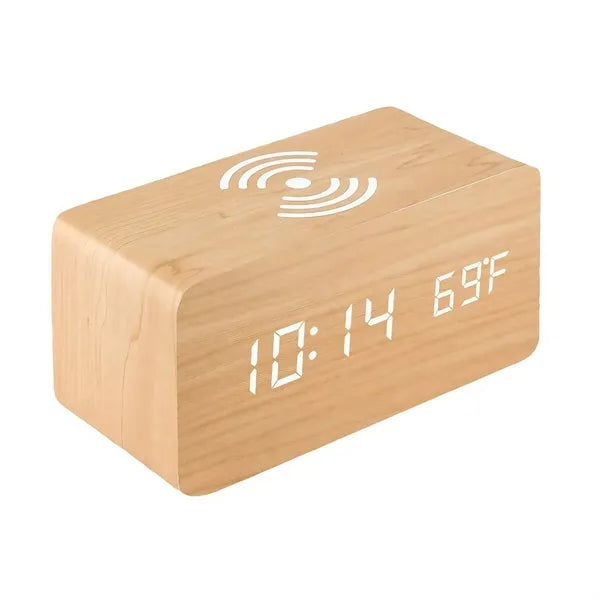 Wood Wireless Charging Alarm Clock
