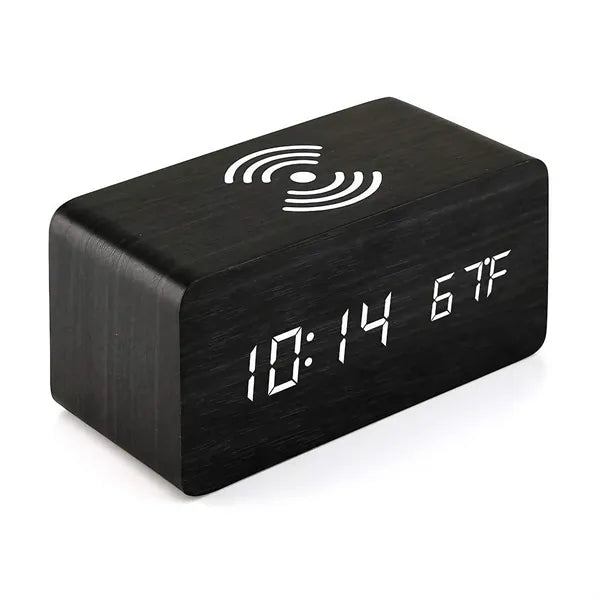 Wood Wireless Charging Alarm Clock