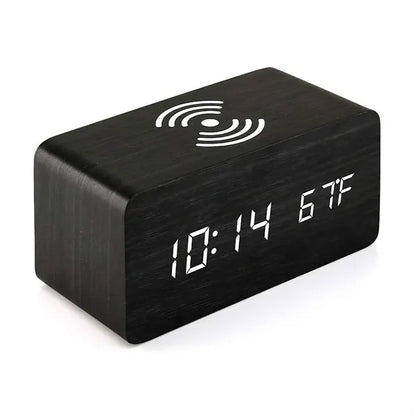 Wood Wireless Charging Alarm Clock