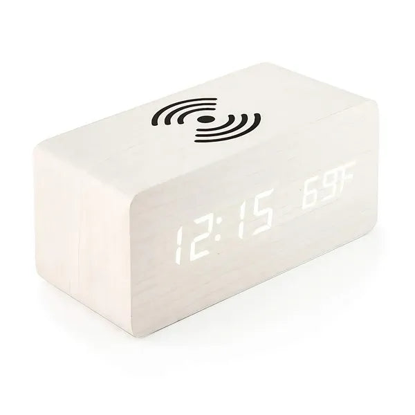 Wood Wireless Charging Alarm Clock