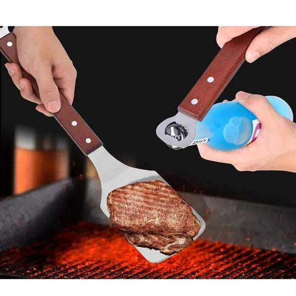 Steak Frying Shovel Wooden Handle Stainless Steel Spatula