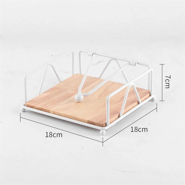 Metal Napkin Holder with Wooden Base