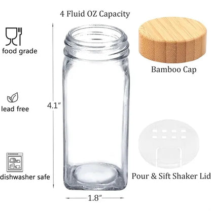 24 Pcs 4oz Glass Spice Jars with Bamboo Lids