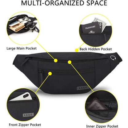 Large Crossbody Fanny Pack With 4-Zipper Pockets