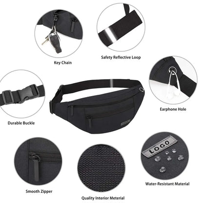 Large Crossbody Fanny Pack With 4-Zipper Pockets