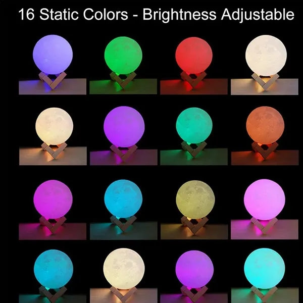 3D Moon Galaxy Lamp 5.9 Inch 16 Colors Led
