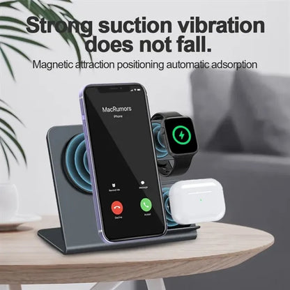 3 in 1 Magnetic Wireless Charger Station Aluminum Alloy