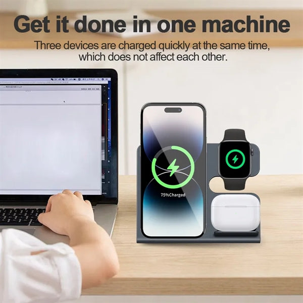 3 in 1 Magnetic Wireless Charger Station Aluminum Alloy